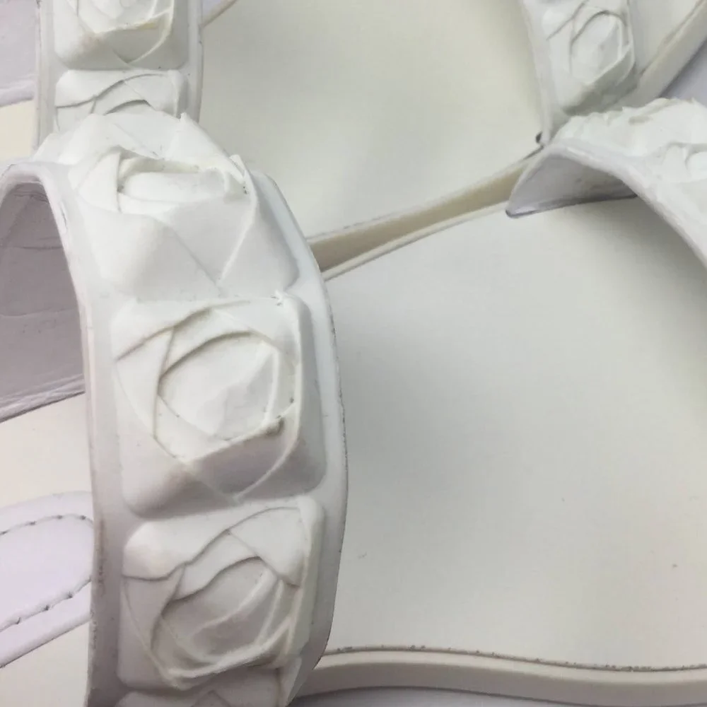 Stuart Weitzman White Rosita Dual Strap Slide Sandal 7.5M